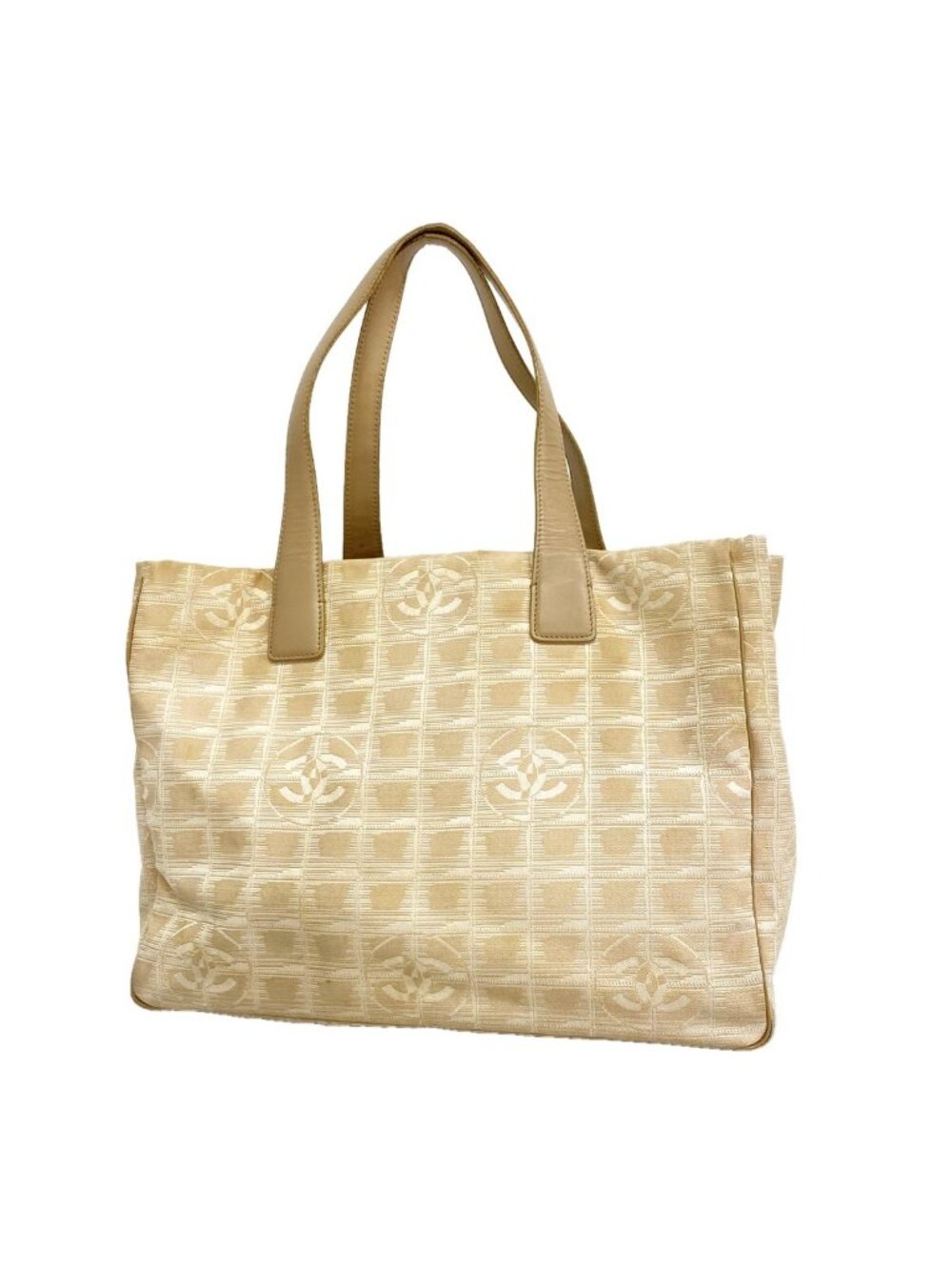 Chanel Tote New Travel Nylon Beige Silver